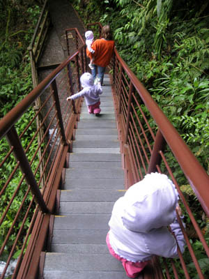 There were a thousand stairs to walk down.  Daddy carried the girls down at least half of them, but later on they enjoyed climbing them on their own.